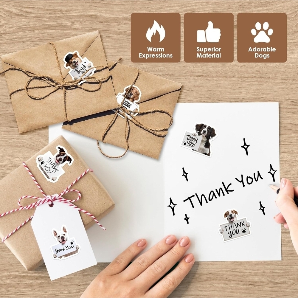 Cute Dogs Thank You Stickers Roll - Picture 3 of 6
